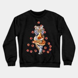 Tiger Tigers Eating Pizza, Funny Cute Crewneck Sweatshirt